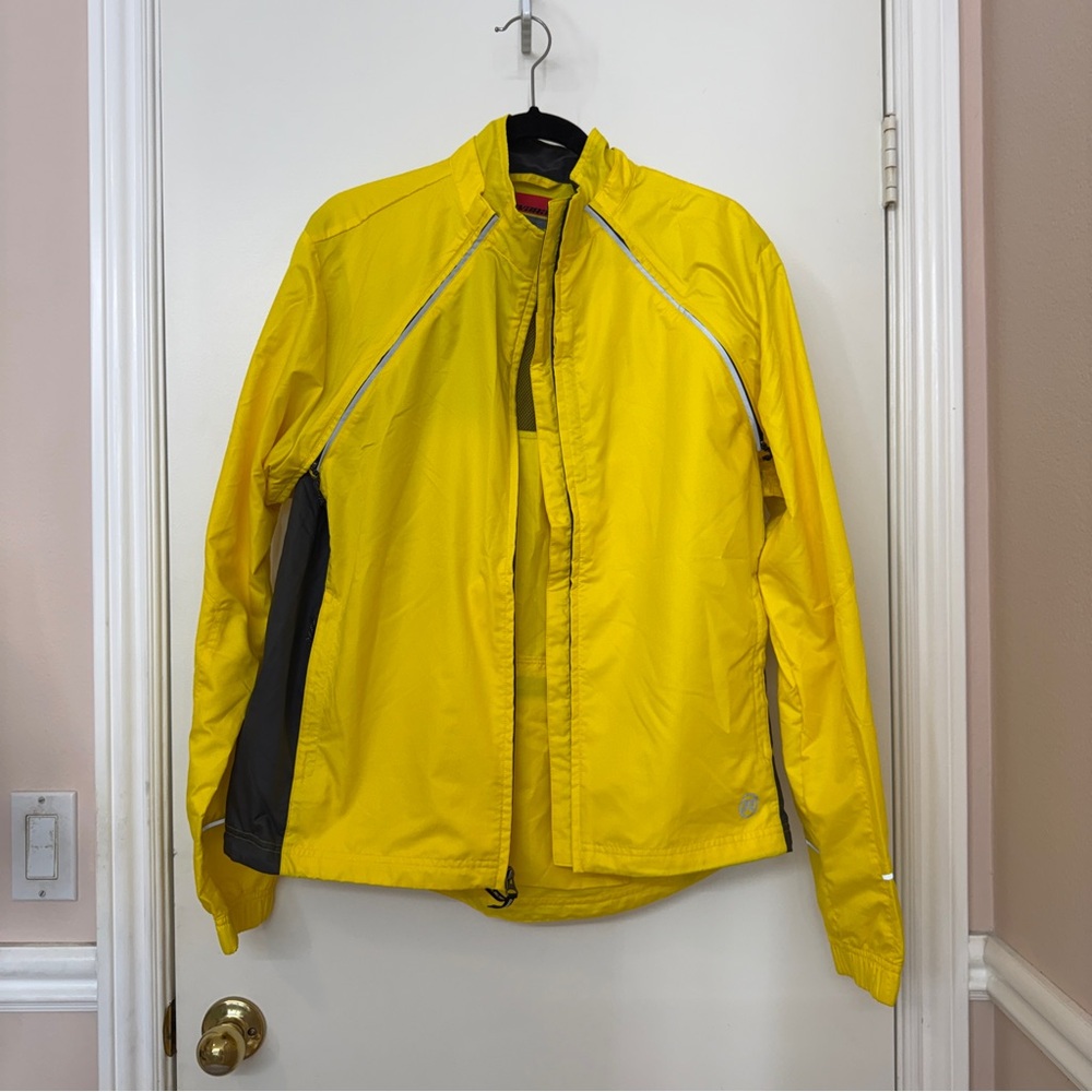 Novara Men's Cycling Windbreaker Water Resistant Yellow Jacket Reflective Size L